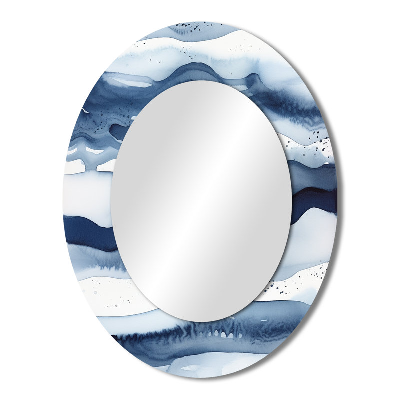 Abstrait abstrait bleu classique vagues bleues III, 43 po x 33 po