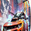 Horloge murale Graffiti Muscle Car III - Car Muscle Car-1847389864