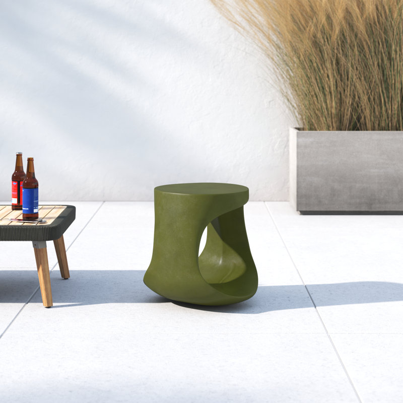 Trae Concrete Outdoor Bar Stool, Green