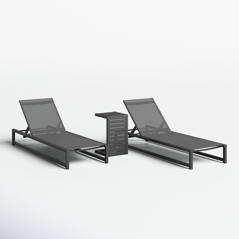 Gallatin 26.5'' Outdoor Aluminum Chaise Lounge Set with Table
