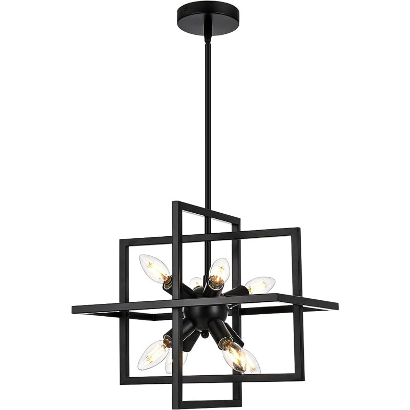 Lustre à 8 lumières Spedding, Noir