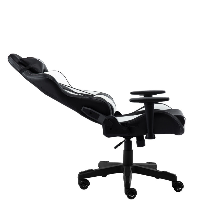White High Back Gaming Chair With Pu Upholstery & 150° Recline