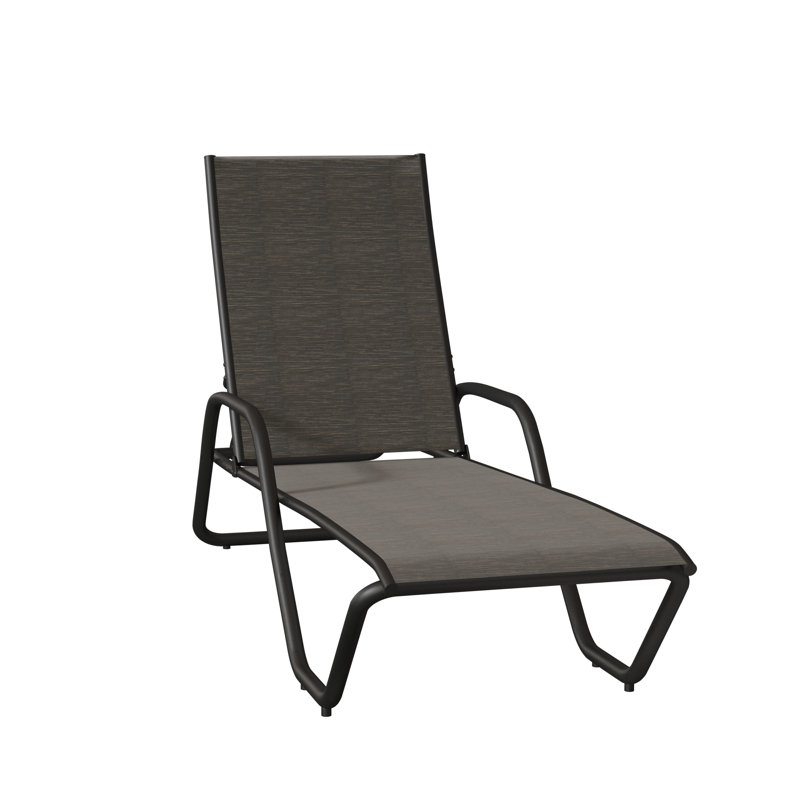 Outdoor Rust-Resistant Metal Chaise Lounge, Textured Black, Tempo