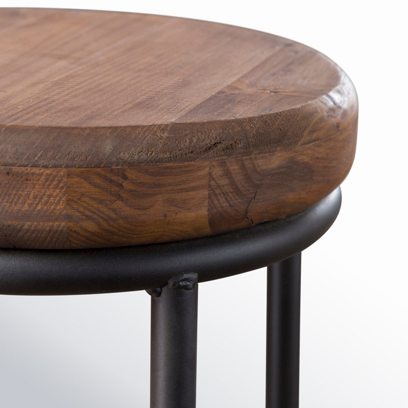 Tabouret en bois massif Caress, Tabouret de bar (assise de 30 po de hauteur), Brun