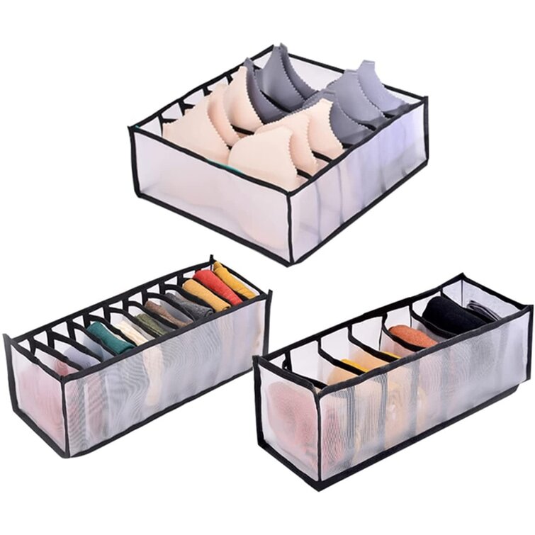 Socks Underwear Storage Box With Lid, 13 Lattice Partition Drawer  Organizer, Foldable Closet Storage Box Socks, Bra, Tie, Towel, Scarf