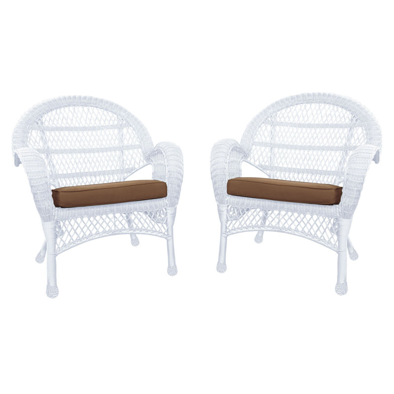 Maltby Wicker Outdoor Lounge Chair, Brown, White