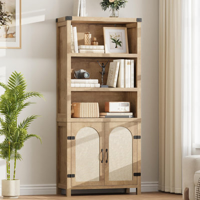 Bibliothèque et bibliothèque avec portes, grandes bibliothèques doubles à 5 niveaux, tablettes ouvertes, bibliothèque haute de 70 po avec armoires de rangement pour le bureau personnel, le salon, la bibliothèque