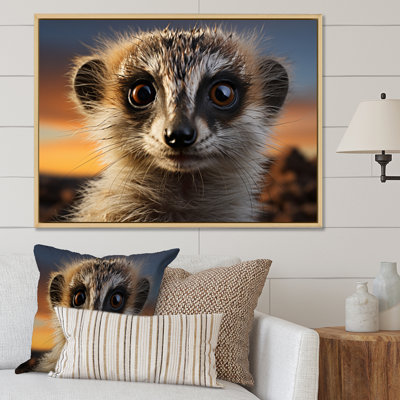 Brown Peach Meercat Portrait - Animals Canvas Wall Art