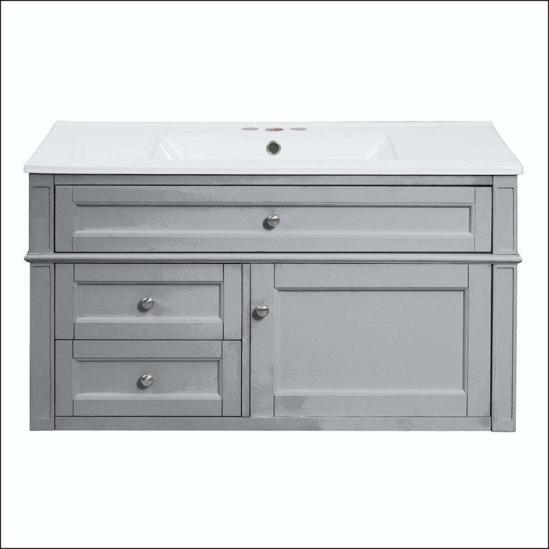 Ensemble de meuble-lavabo mural 36 po avec 2 tiroirs et basculant 36 po, Grey/Silver