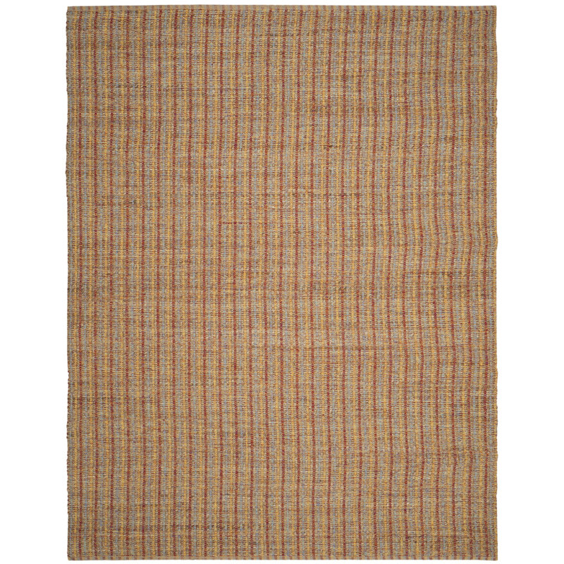 Abhay Hand Woven Jute/Cotton Striped Rug in Beige/Rust, Rectangle 8' x 10'
