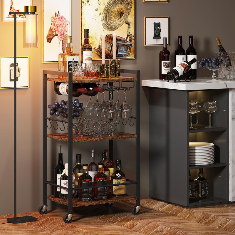 Metal Bar Cart, Brown
