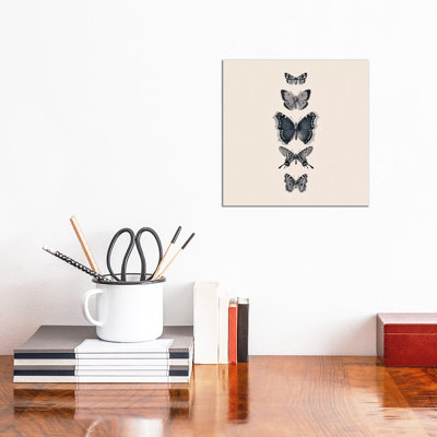 Inked Butterflies Beige Square by Monika Strigel - Wrapped Canvas Print