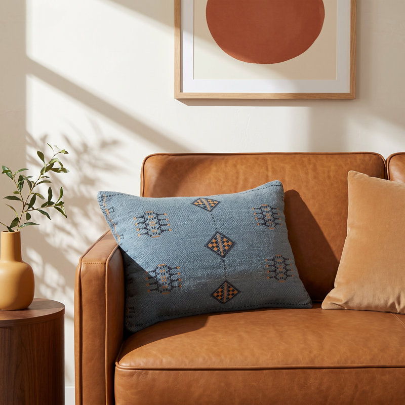 Waldeck Embroidered Wool Blend Throw Pillow, Down