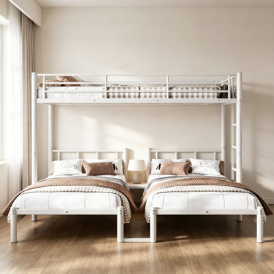 Twin over Twin & Twin Bunk Beds for 3, Twin XL over Twin & Twin Bunk Bed Metal Triple Bunk Bed