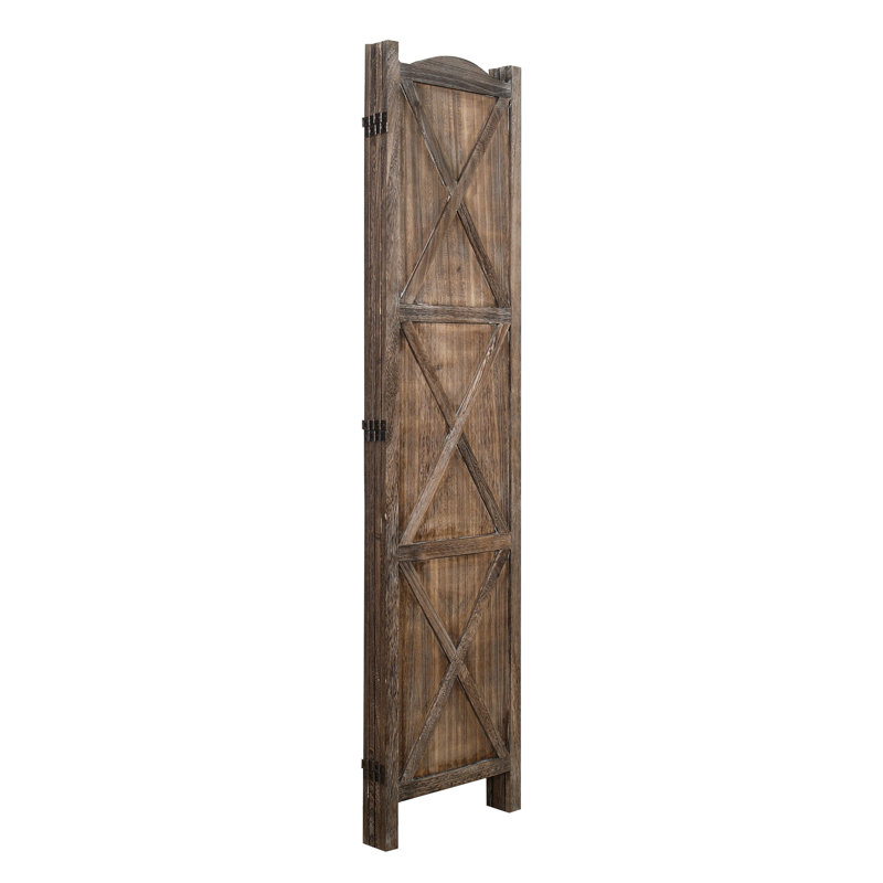 Cloison pliante 4 panneaux l 68 po x H 70 po Venilale, Brun clair, L 61 po x H 67 po
