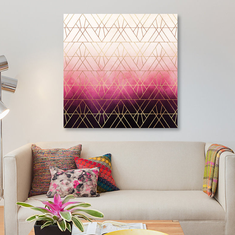 «Art Deco Triangle Ombre», impression sur toile, H 48 po x l 48 po x P 1,5 po, Toile tendue, Pas de tapis