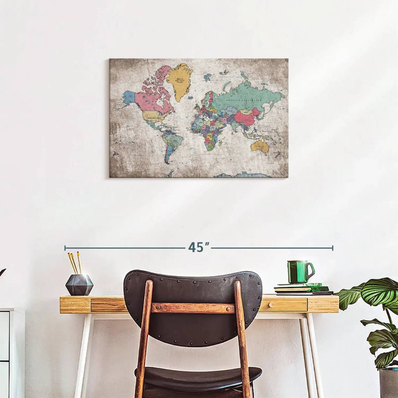 Keiri Geographic World Map III, 20" H x 30" W