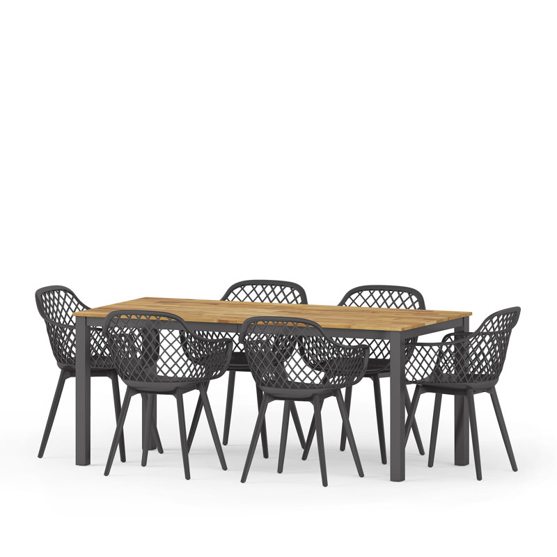 6 - Person Acacia Patio Dining Set with Rectangular Table