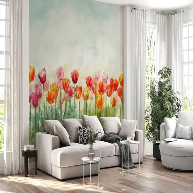 Spring Garden Tulip Dreams, 96" L x 108" W