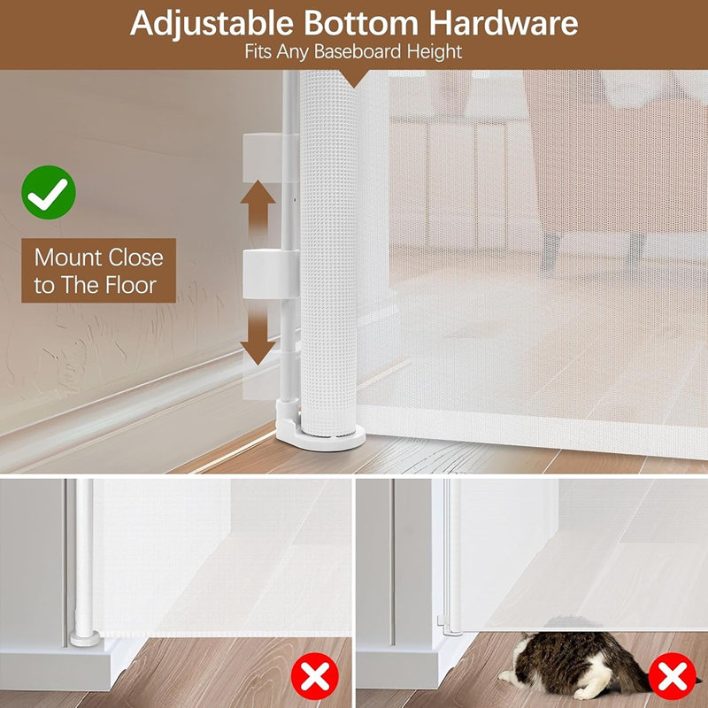 Fabric and Mesh Adjustable Pressure Mounted Pet Gate Free Standing Pet Gate Wall Mounted Pet Gate Pet Gate Accessory With Door