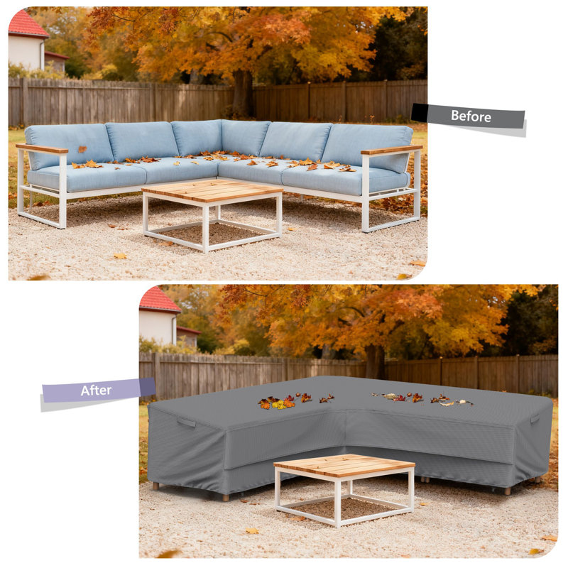 Housse pour canapé modulaire d'extérieur en forme de V pour terrasse, pelouse et cour arrière