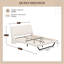 Grand cadre de lit tapissier grand, lit plateforme en cuir d'unité centrale avec un design en forme de vague et des pieds de forme trapézoïdale, sans sommier tapissier, blanc-612235517-612235395