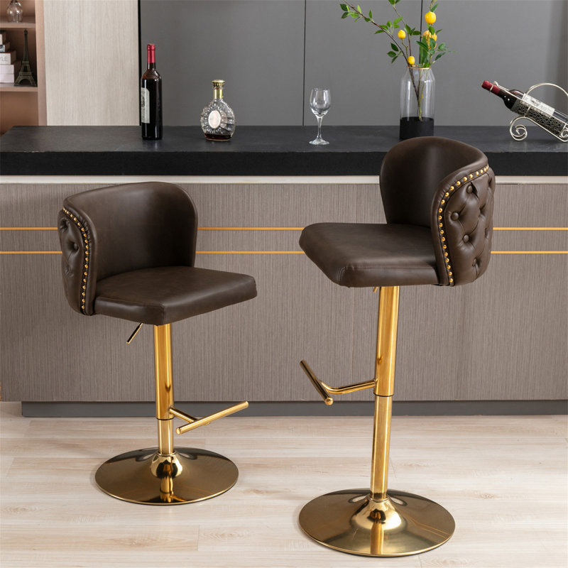 Tabourets pivotants avec hauteur de siège réglable, Brun