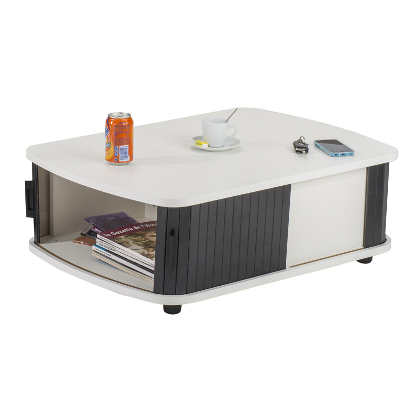 Block Coffee Table with Storage, Black, White
