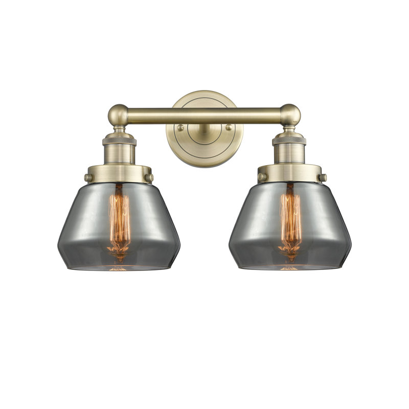 Éclairage pour salle de bain à 2 lumières à intensité variable Rivka, Plaqué couleur fumée, Laiton antique