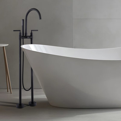 2 Handle Floor Mounted Bathtub Filler Faucet With Diverter
