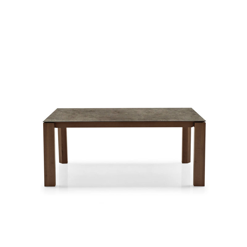 Table extensible avec plateau rectangulaire et pieds en bois Omnie, Placage de fumée, Gris plomb