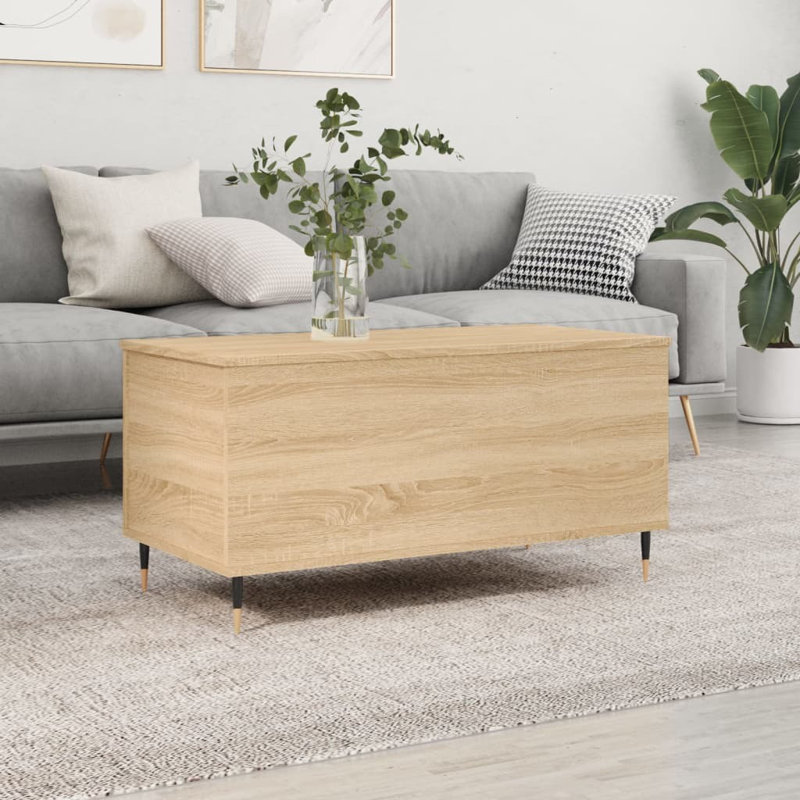 Dumond Coffee Table 90x44.5x45 cm Engineered Wood, 45cm H x 90cm L x 44.5cm W, Sonoma Oak