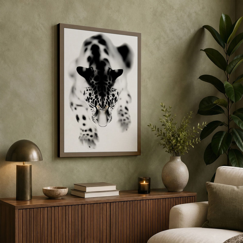 Snow Leopard Gaze Modern - Print, 24x16 - 61.0 x 40.6 cm, Sage Border