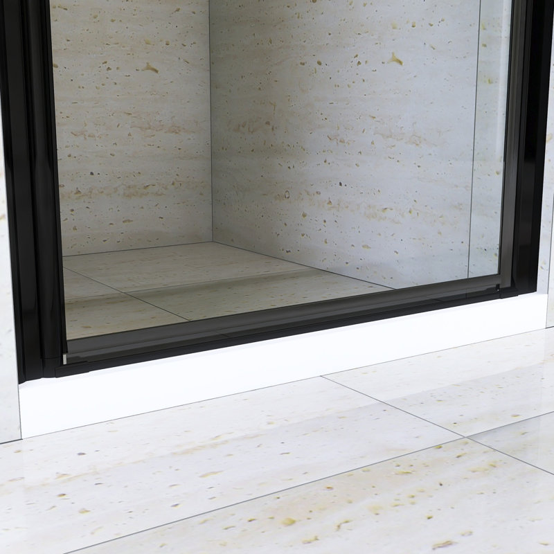 30"W X 72" H Pivot Semi-Frameless Shower Door in Matte Black Finish, Matte Black