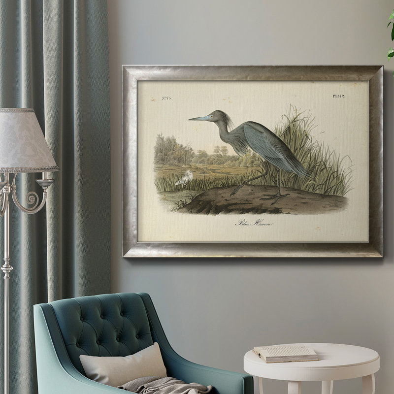 Audubons Blue Heron, toile encadrée de qualité supérieure - prête à être accrochée, H 16 po x l 20 po