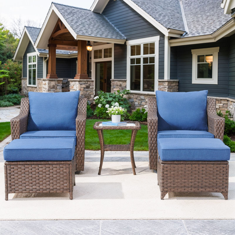 Ensemble de chaises pivotantes d'extérieur avec repose-pieds et table d'appoint Jenesys - Confortable, durable pour les patios et les jardins