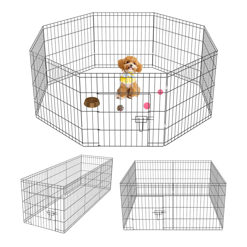 Parc pour chien pliable en métal à 23 panneaux H 23,6 po avec porte verrouillable, enclos d'exercice intérieur / extérieur pour petits et moyens chiens