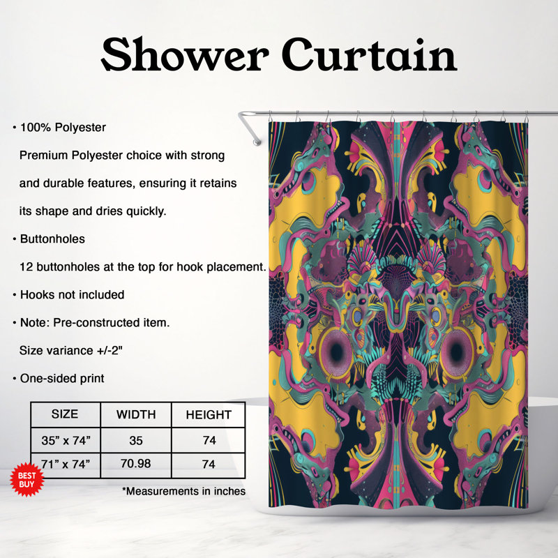 Réfractographe - Rideau de douche Premium, H 74 po x l 71 po