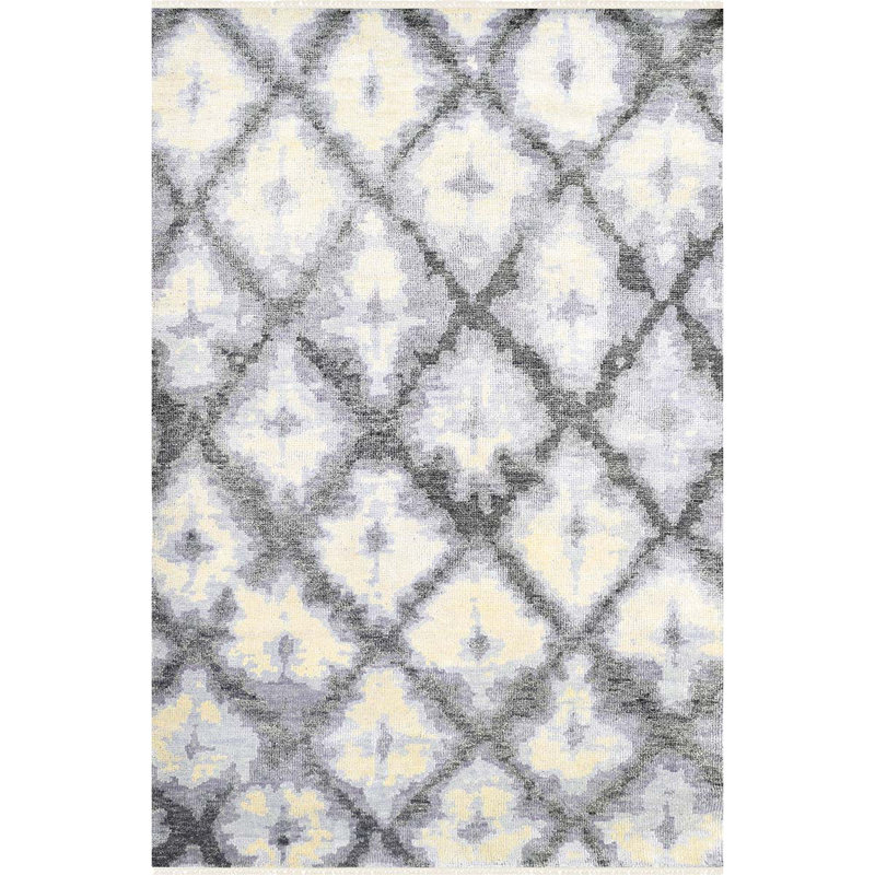 Nomad Moroccan Area Rug in Beige/Aqua/Black, Rectangle 8' x 10'