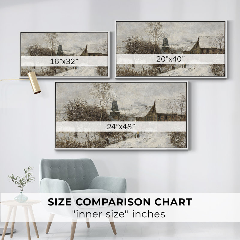 Série paysage - CDXVI - Toile tendue avec châssis, prête à accrocher, H 21 po x l 41 po, Blanc