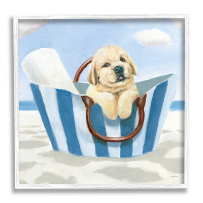 " Puppy At Beach Landscape " by James Wiens Painting Print