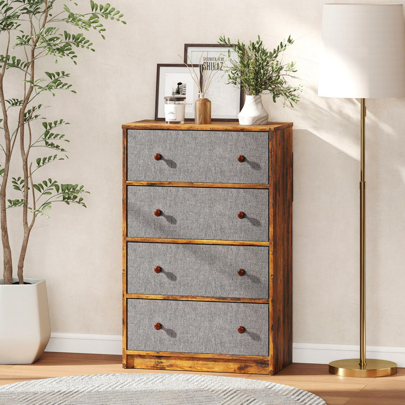 58 cm W Chest of 4 Drawers, Grey/Rustic Brown