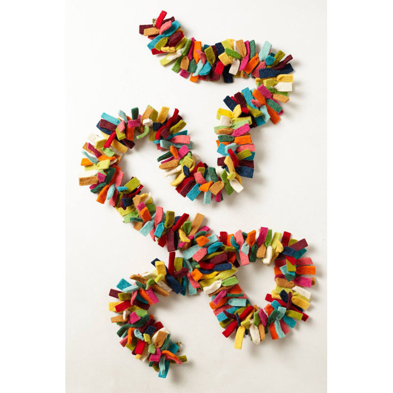 Guirlande de confettis multicolores en laine feutrée à la main