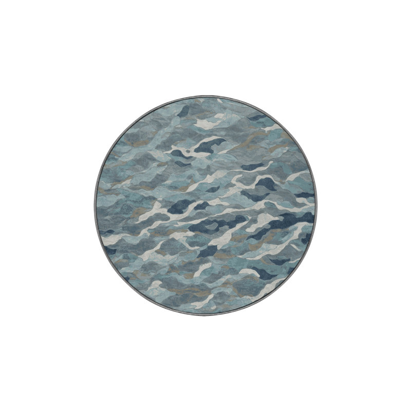 Tapis gris lavable à la machine, Rond 7 pi
