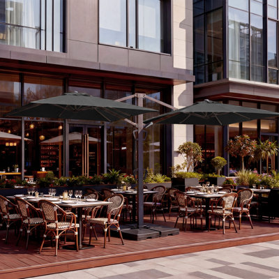 10 pi. X 10 pi Parasol de patio en porte-à-faux à double face avec inclinaison - Parasol d'extérieur extra large pour patio et jardin