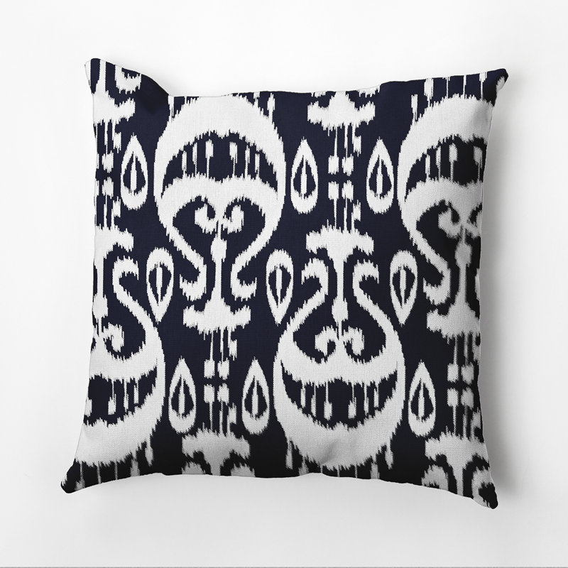 Housse de coussin d'extérieur carré Happy Hippy, Bleu marine, H 16 po x l 16 po