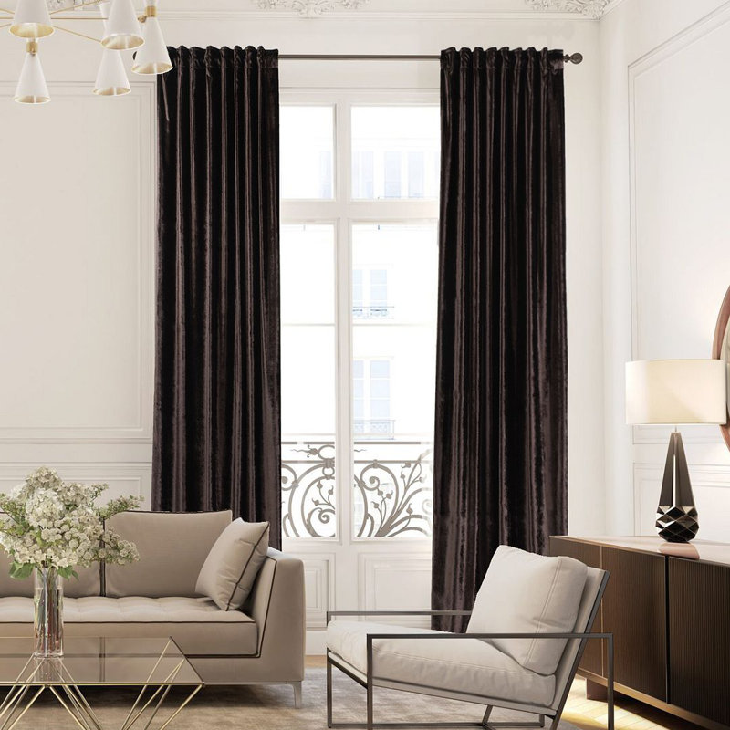 Blackout Thermal with Liner Extra Long & Extra Wide Shiny Velvet Decorative Curtain Panel, 140cm Width x 225cm Drop