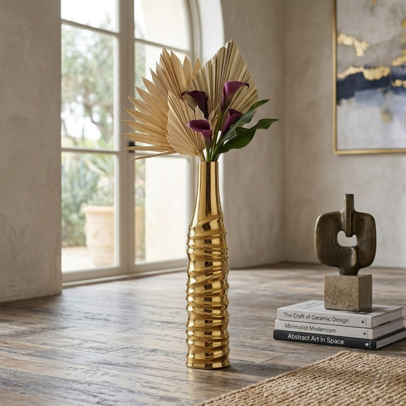 Vase de plancher en céramique Elegant, Or