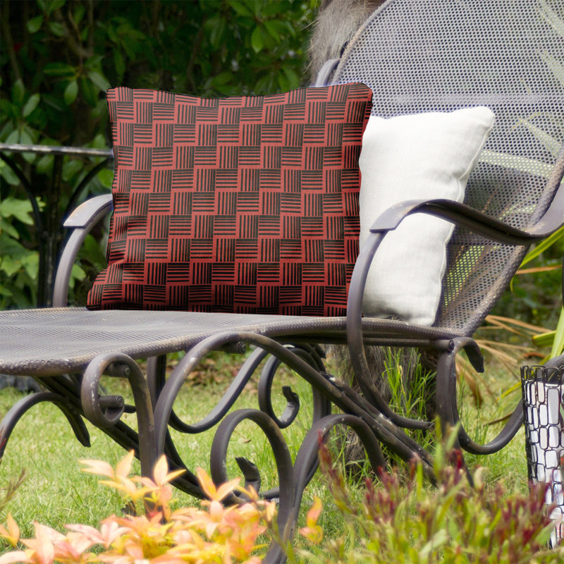 Coussin décoratif intérieur / extérieur Teal Basketweave - protégé contre les rayons UV, réversible, 18 po x 18 po