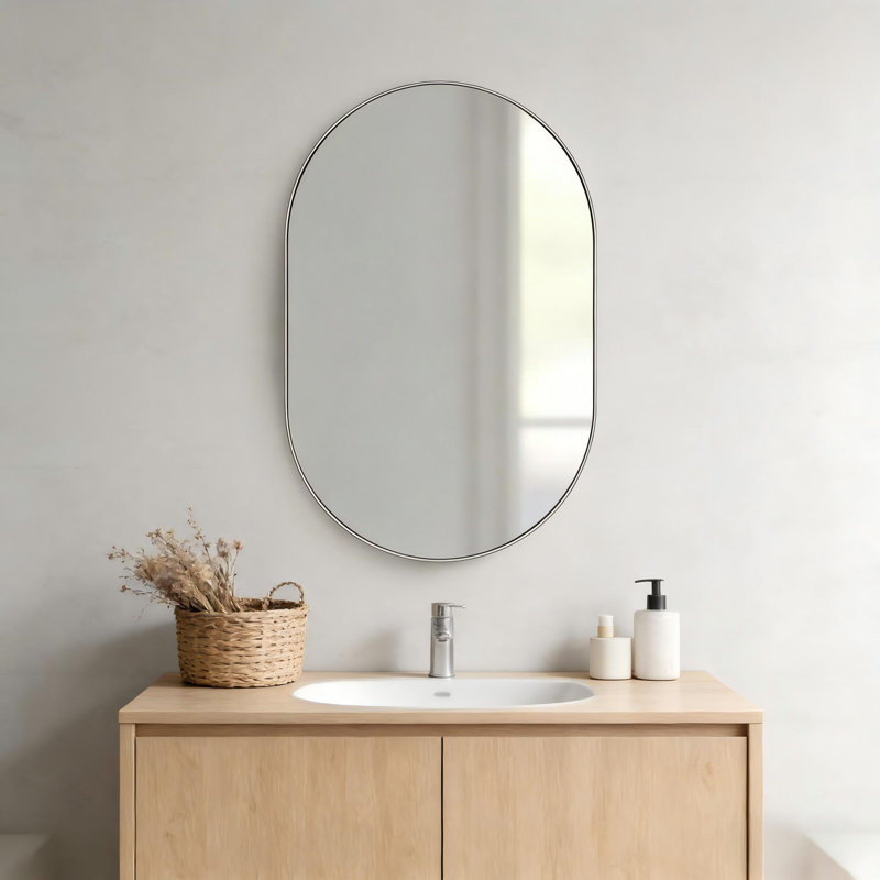 Miroir de salle de bain Onshuntay, 28 po x 20 po, Argent